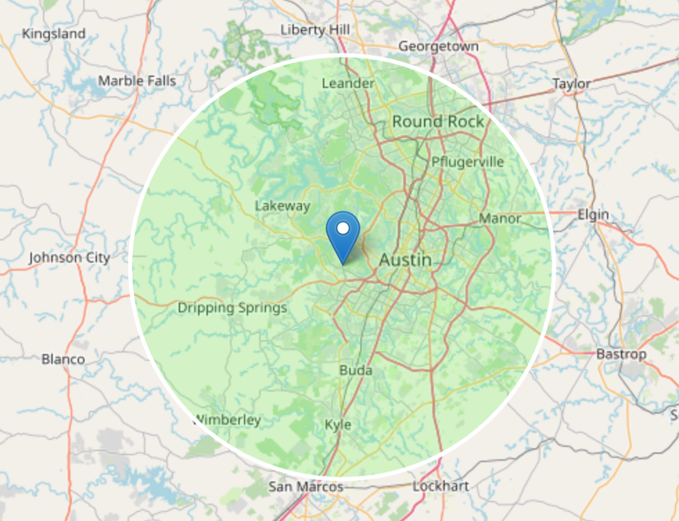 Map of our Austin delivery area